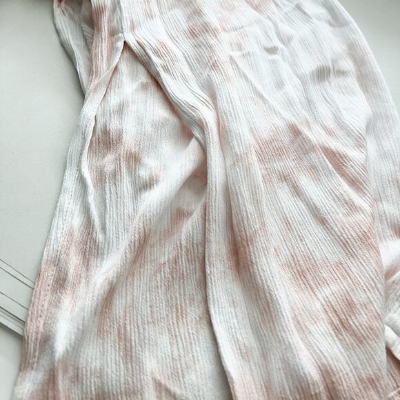 Tiare Hawaii Pants One Size Crinkle Rayon Peach Tie Dye Slit Drawstring Cropped - Picture 6 of 7
